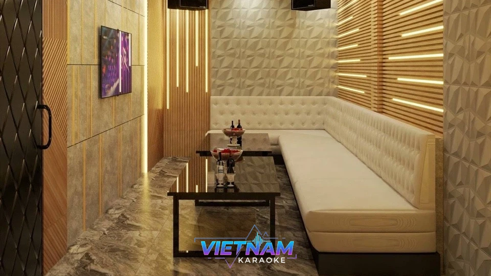 깔끔한 베이지색 소파 가라오케 룸